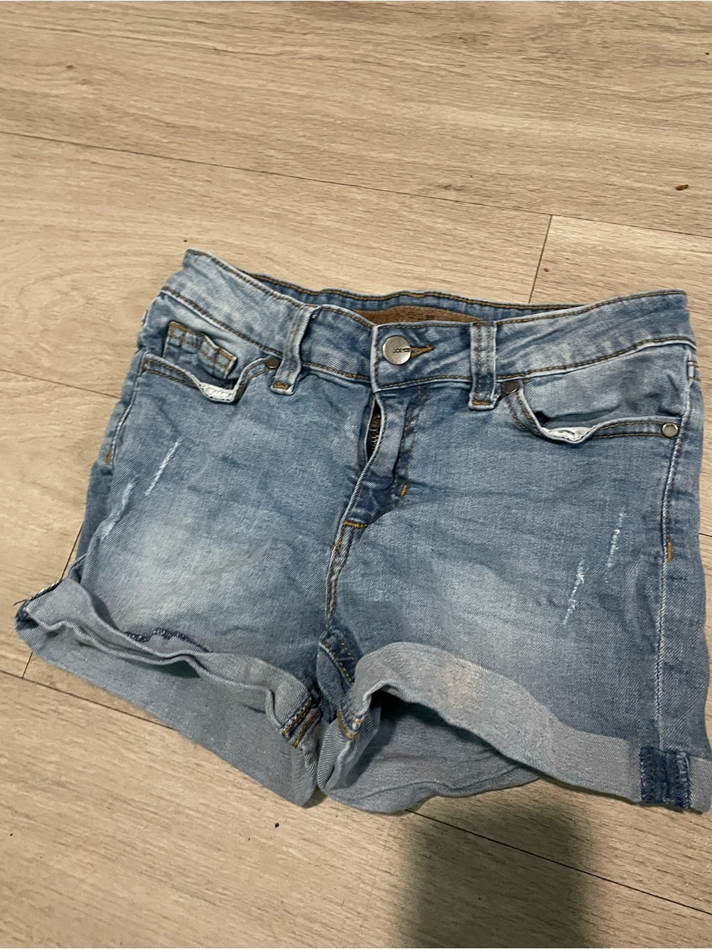 Joe's Jeans Light Blue Distressed Roll-Hem Kids Denim Shorts